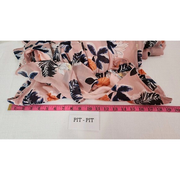 A New Day Womens M Pink Midi Dress Ruffle Tropical Beach Feminine Flowy Vacation - Picture 12 of 14